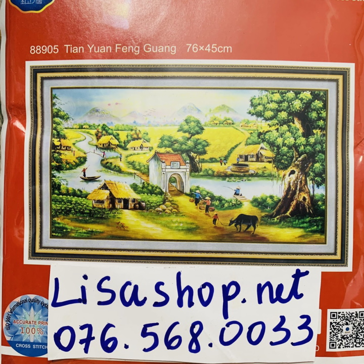 Tranh thêu phong cảnh 76x45cm chưa thêu 88905