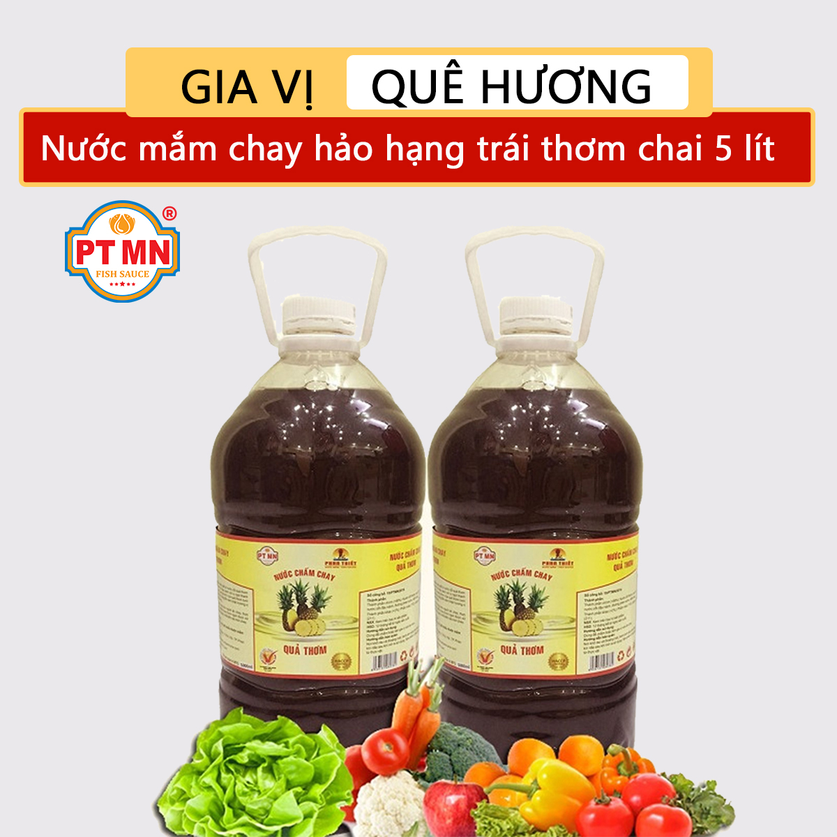 Nước Mắm Chay Phan Thiết Mũi Né Hảo Hạng Trái Thơm Xuất Khẩu chai 5 lít