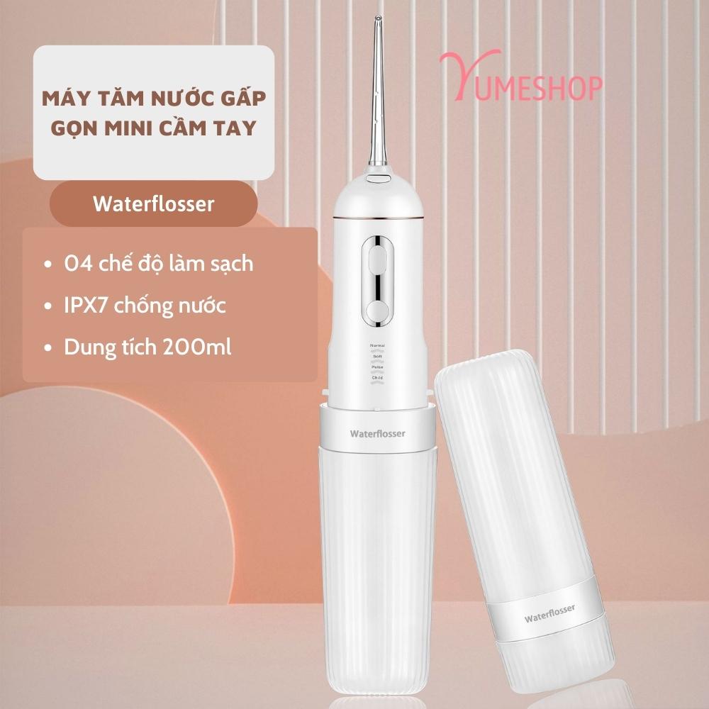 Tăm nước cầm tay mini tiện lợi có 4 chức năng, máy tăm nước áp lực cao vệ sinh răng miệng hiệu quả