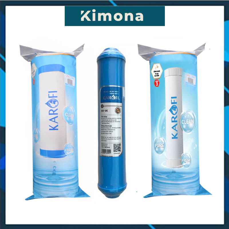 Bộ 3 lõi lọc nước karofi 123 dùng cho model n-e118, n-e119/a n-e119/u -- bộ lõi số 2 ocb nhỏ