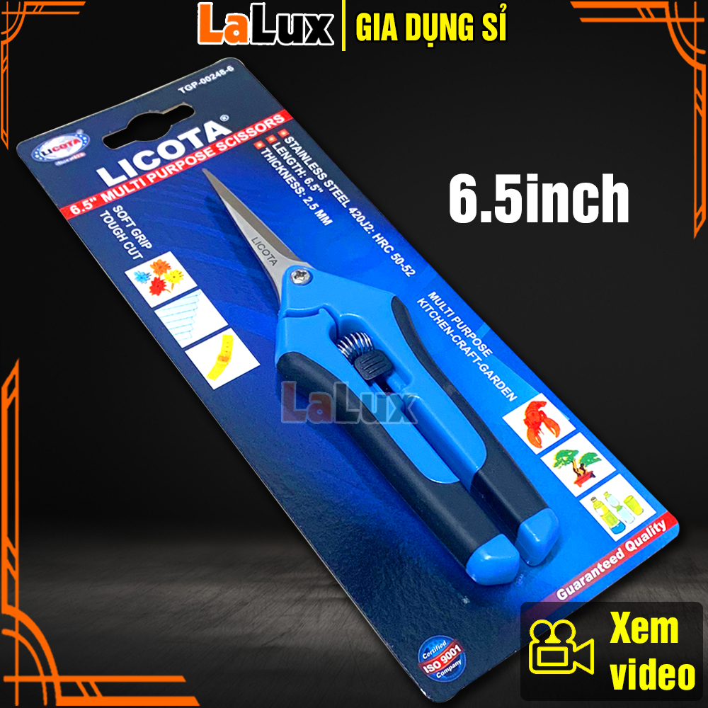 Kéo đa năng licoti 6.5 inch - kéo cắt cành cây, kéo cắt thủ công, kéo cắt cao su, kéo cắt tôn sắt,... lalux