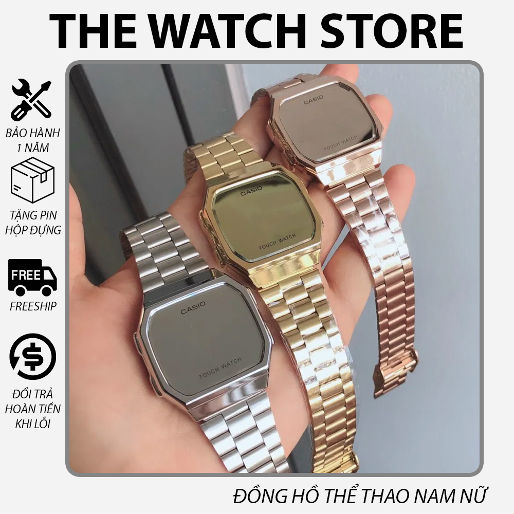 Đồng Hồ Casio A168 cao cấp Cảm Ứng Đèn Led Mặt Tráng Gương Cực Đẹp