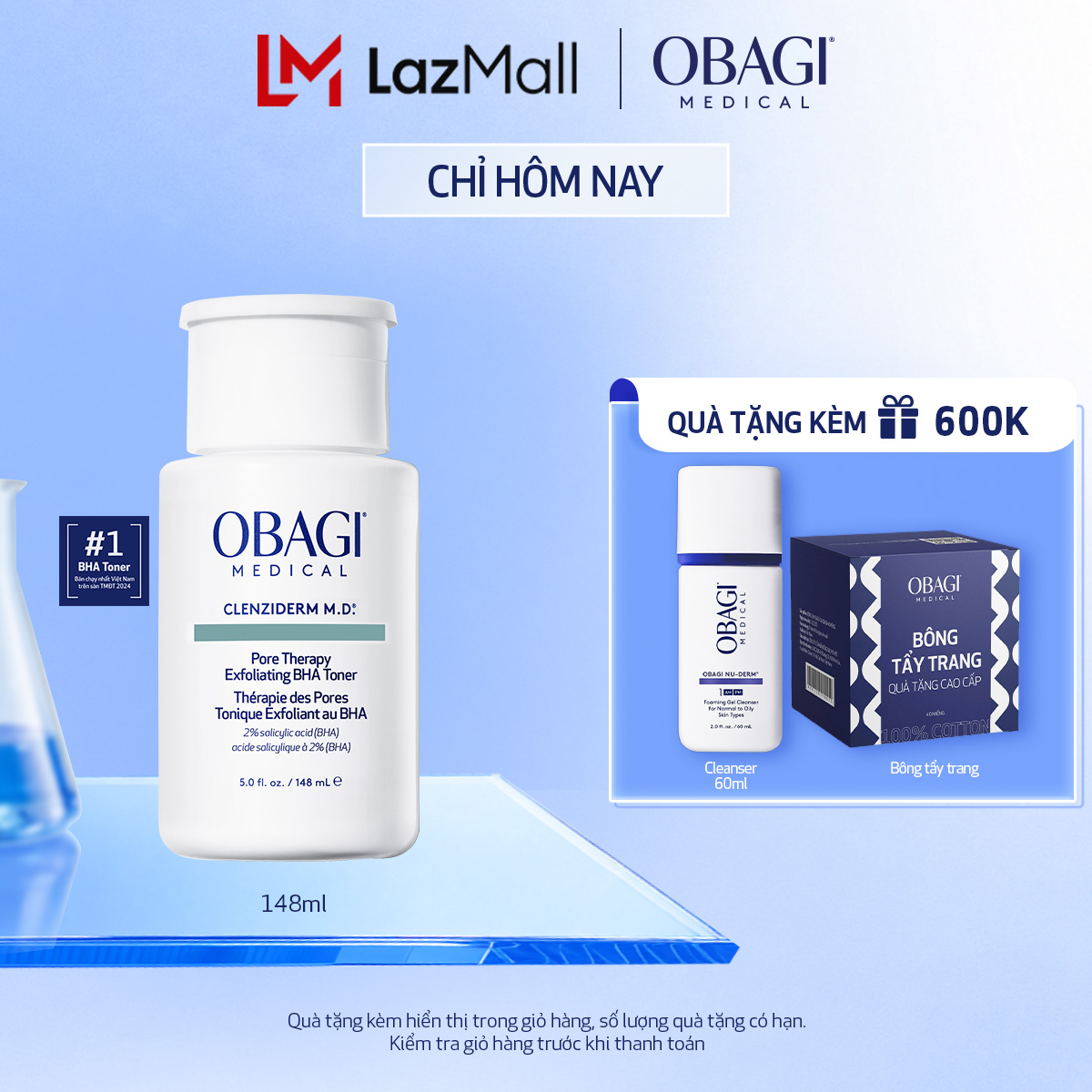 Toner BHA tẩy tế bào chết hỗ trợ giảm mụn CLENZIDERM M.D.  Pore Therapy Exfoliating BHA Toner