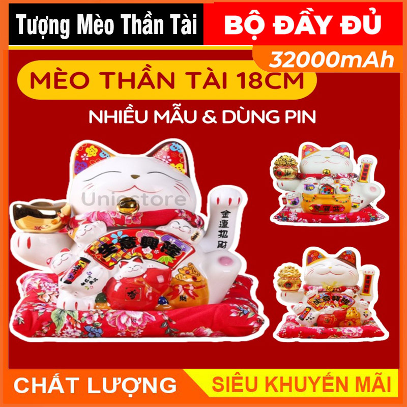 Mèo thần tài vẫy tay Đại Cát Đại Lợi 6 inch cao 18 cm, quà khai trương cho shop kinh doanh, cửa hàng, đặt quầy lễ tân, thu ngân