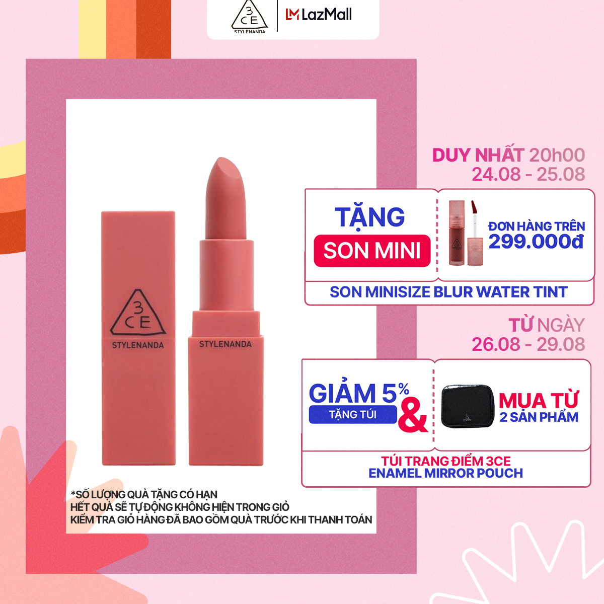 Son thỏi mịn lì 3ce - 3ce mood recipe lip color 3.5g