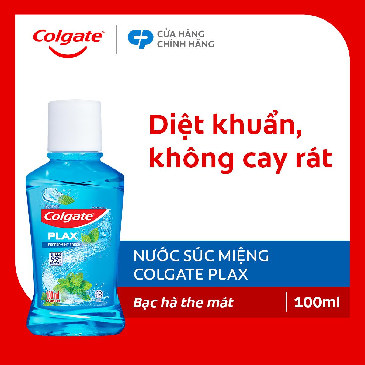 [Chỉ 15-17.4_X2 Voucher giảm đến 18%] Nước súc miệng Colgate diệt 99% vi khuẩn Plax bạc hà 100ml/chai