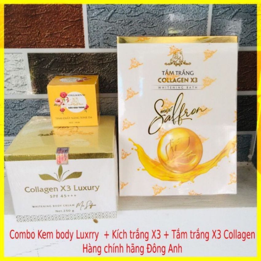 [FreeshipMAX] Combo Kem Body kích trắng tắm trắng Collagen x3 nâng tone trắng sáng da siêu nhanh