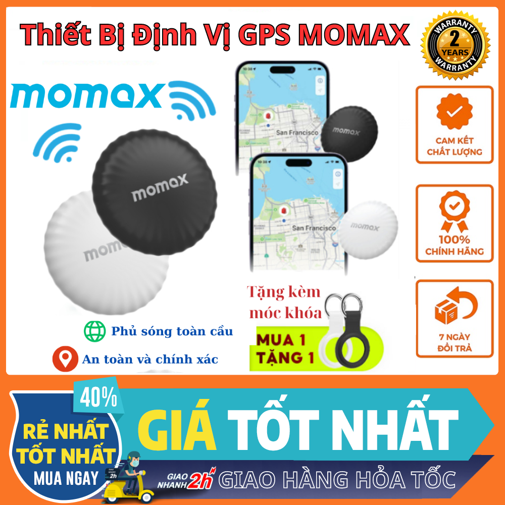 Thiết Bị Định Vị GPS Mini Momax PinTag thông minh giấu kín - Định Vị Xe Máy, ô tô Người Già &amp; Trẻ em , Đồ Đạc - Kèm Móc Khóa Không dây siêu nhỏ theo dõi từ xa - bảo hành 24 tháng