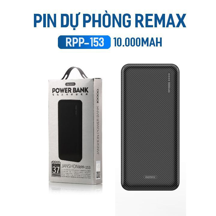 [HCM]Pin Sạc Dự Phòng Remax RPP-153 10000mAh lõi Li-Polymer 2 cổng Input - Hàng Chính Hãng.Sạc dự phòng RPP-153 là một gợi ý thích hợp về giải pháp cung cấp năng lượng cho thiết bị của bạn trên mọi hành trình của bạn.