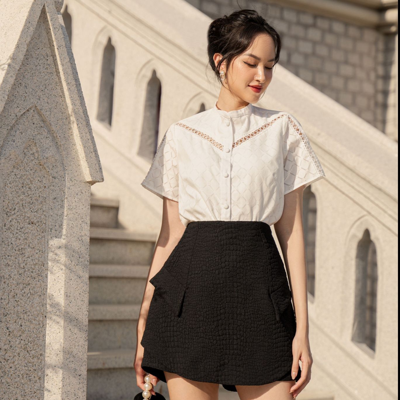 Olv - áo nani white shirt