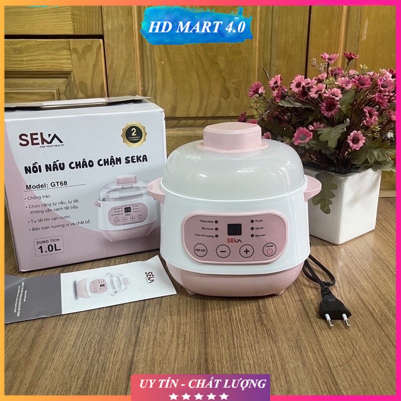 Nồi nấu cháo chậm seka chính hãng, nồi nấu cháo chậm seka 1 lít gt68, nồi nấu cháo chậm hẹn giờ thông minh seka, nồi đa năng ninh, hầm, cách thủy, nấu cháo cho bé ăn dặm,chưng yến tiện lợi – bh 12 tháng