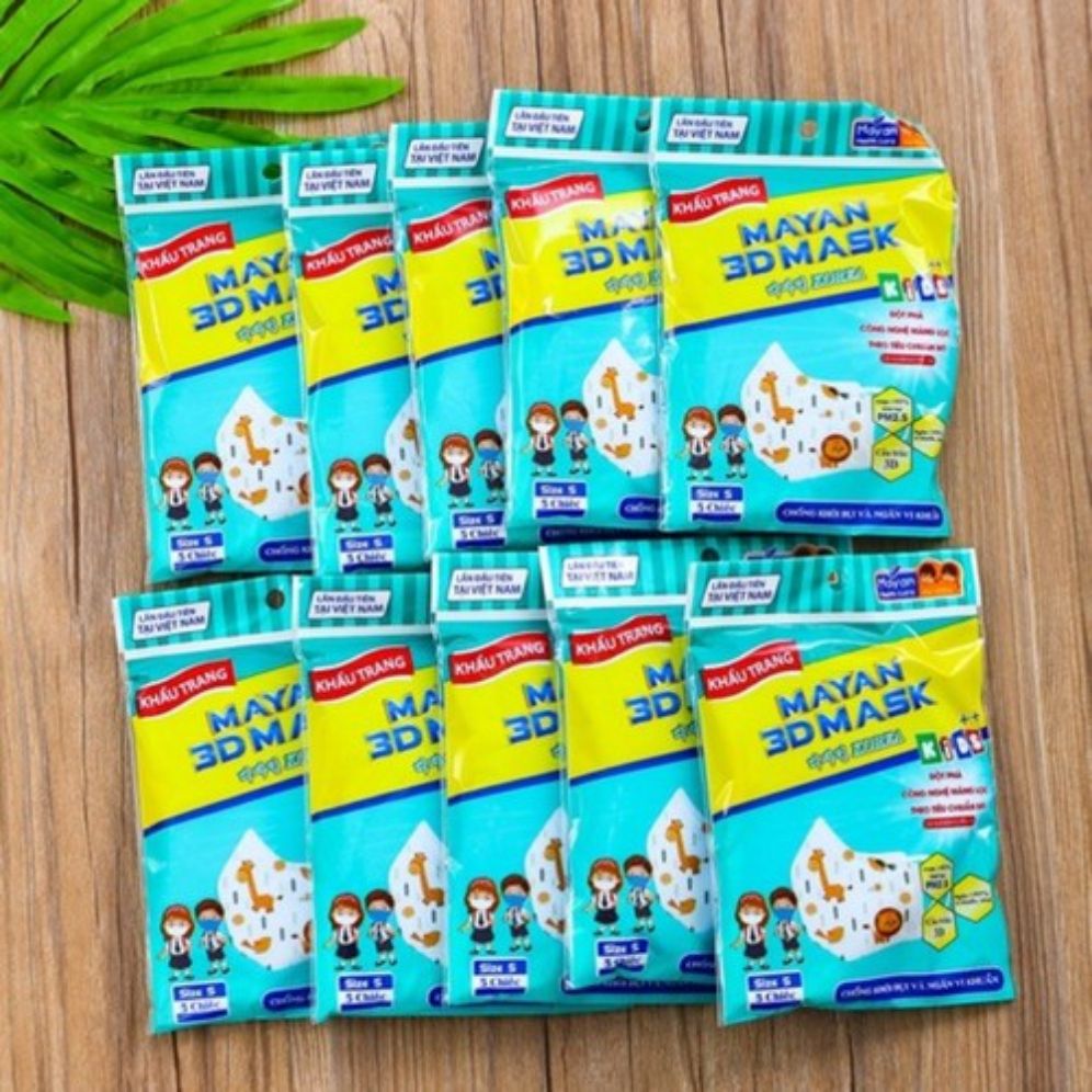 Khẩu trang trẻ em 3d mayan gói 5 cái