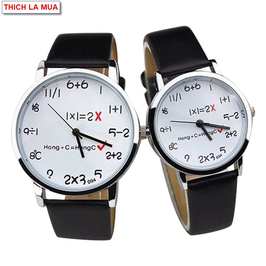 [HCM]Đồng hồ cặp khuyến mãi mặt số toán học- Giá bán trên là 2 chiếc như hình + tặng kèm thêm 2 viên pin