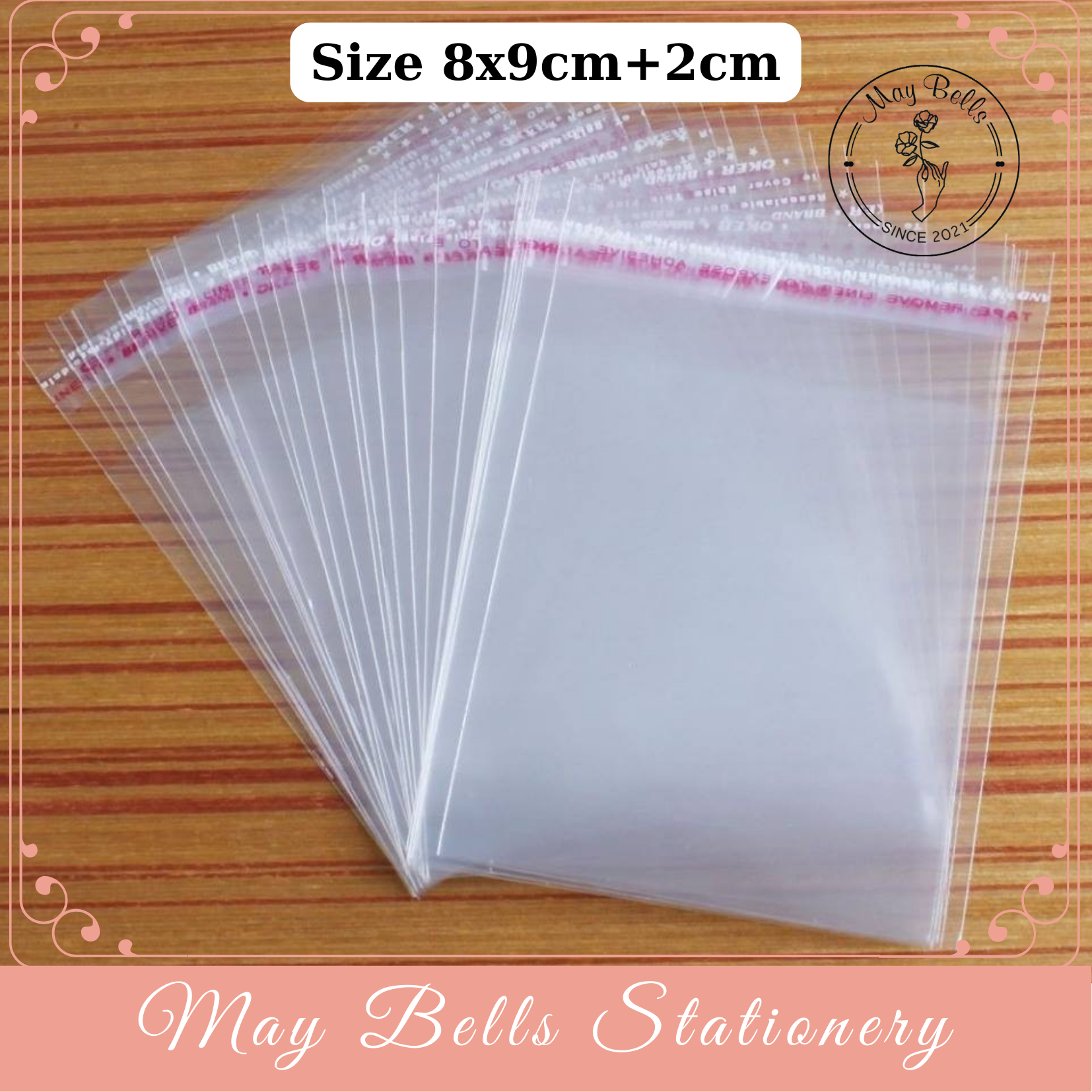 Combo 100 túi opp có keo dán miệng size nhỏ 8x9cm, 7x13cm