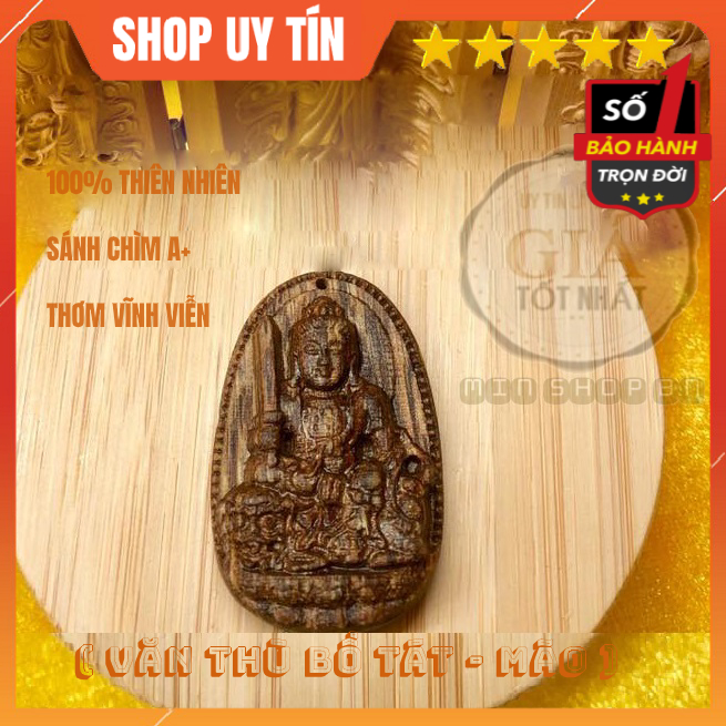 Mặt Dây Chuyền Trầm Hương Sánh Chìm Phật Bản Mệnh Văn Thù Bồ Tát - Phù trợ tuổi MÃO . Thơm Vĩnh Viễn
