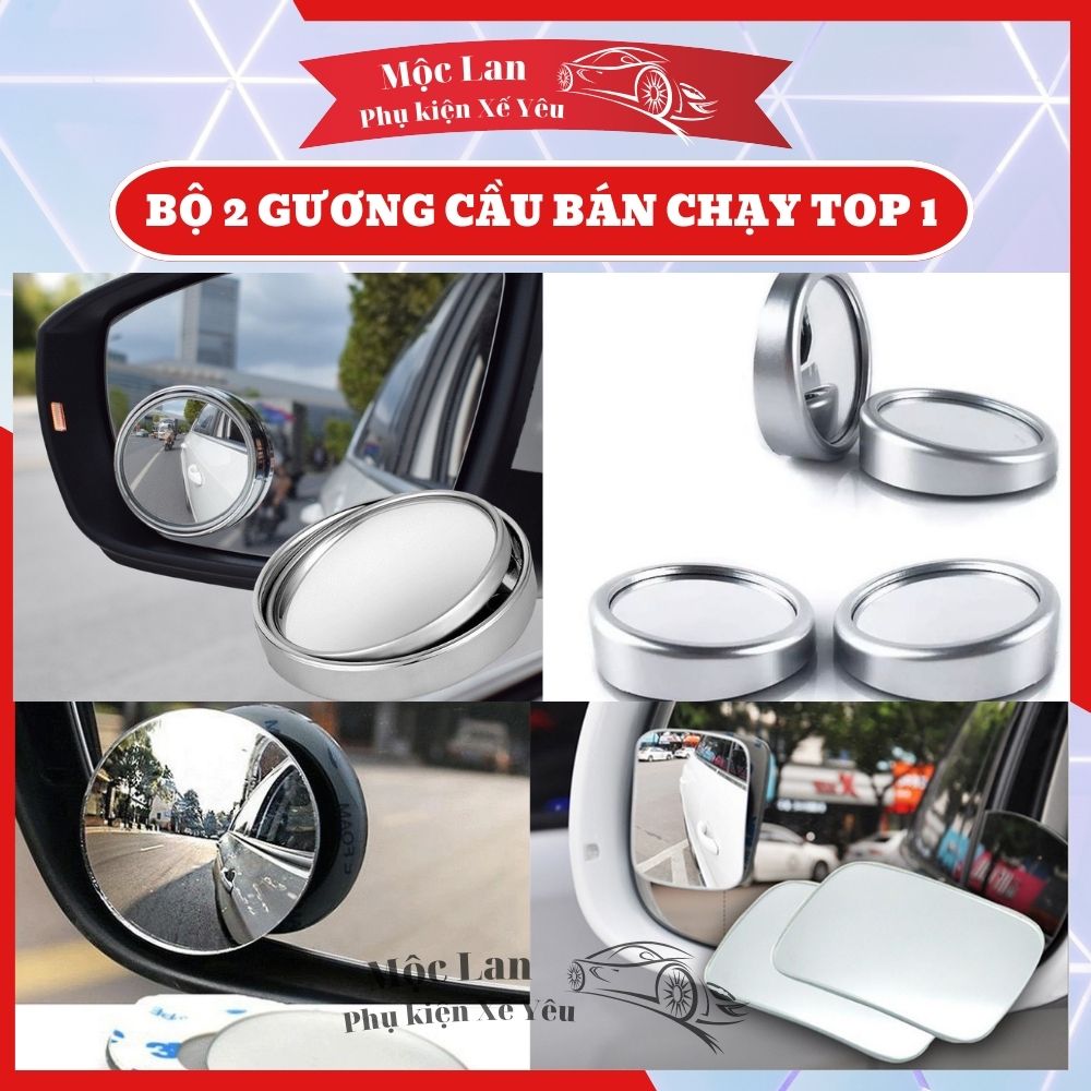 [ Hàng mới về ] bộ 2 gương cầu lồi xoá điểm mù có viền bao - gương cầu 360 độ gắn ô tô xe máy - Mộc Lan Phụ Kiện Xế Yêu