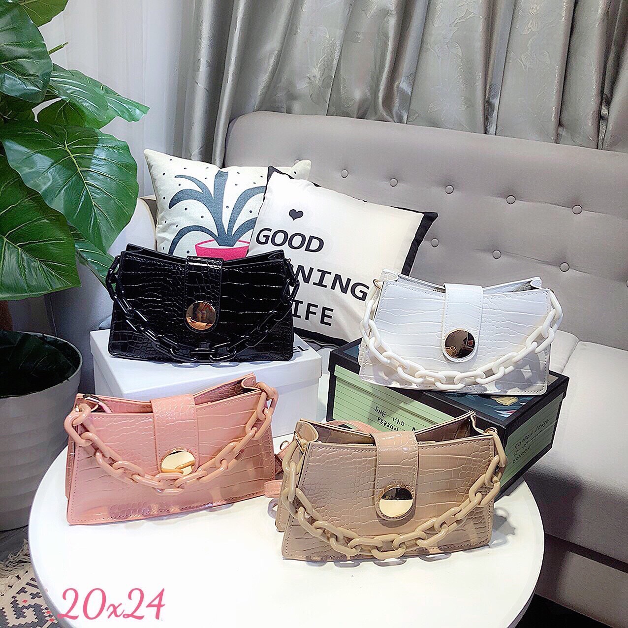 [HCM]Túi kẹp nách Ngọc Trinh túi kẹp nách dây màu đeo vai đeo chéo xách tay da vân cá sấu mẫu mới TKNA06