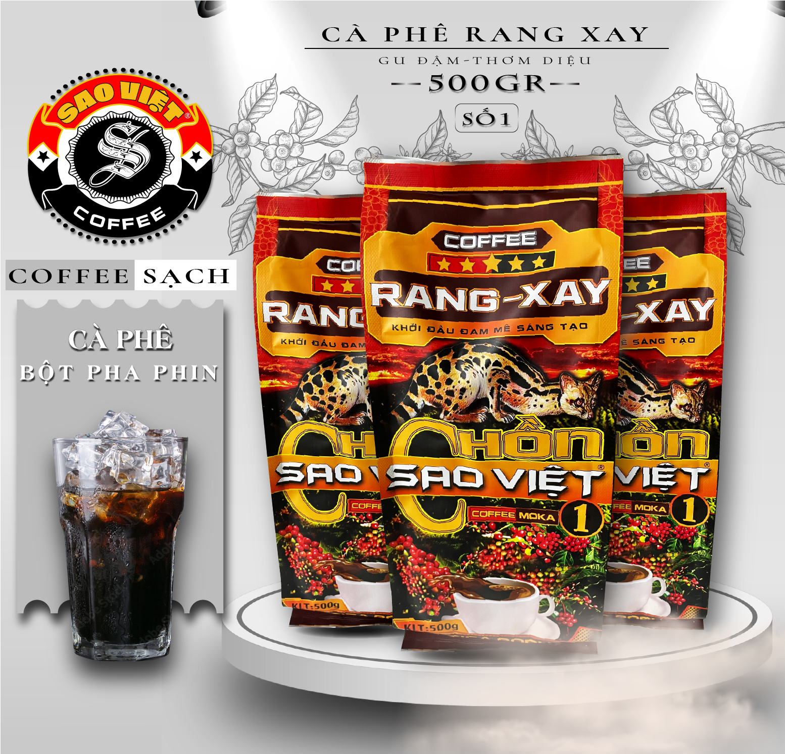 1 bịch Cà phê Rang Xay thơm ngon pha phin truyền thống Chồn Sao Việt số 1