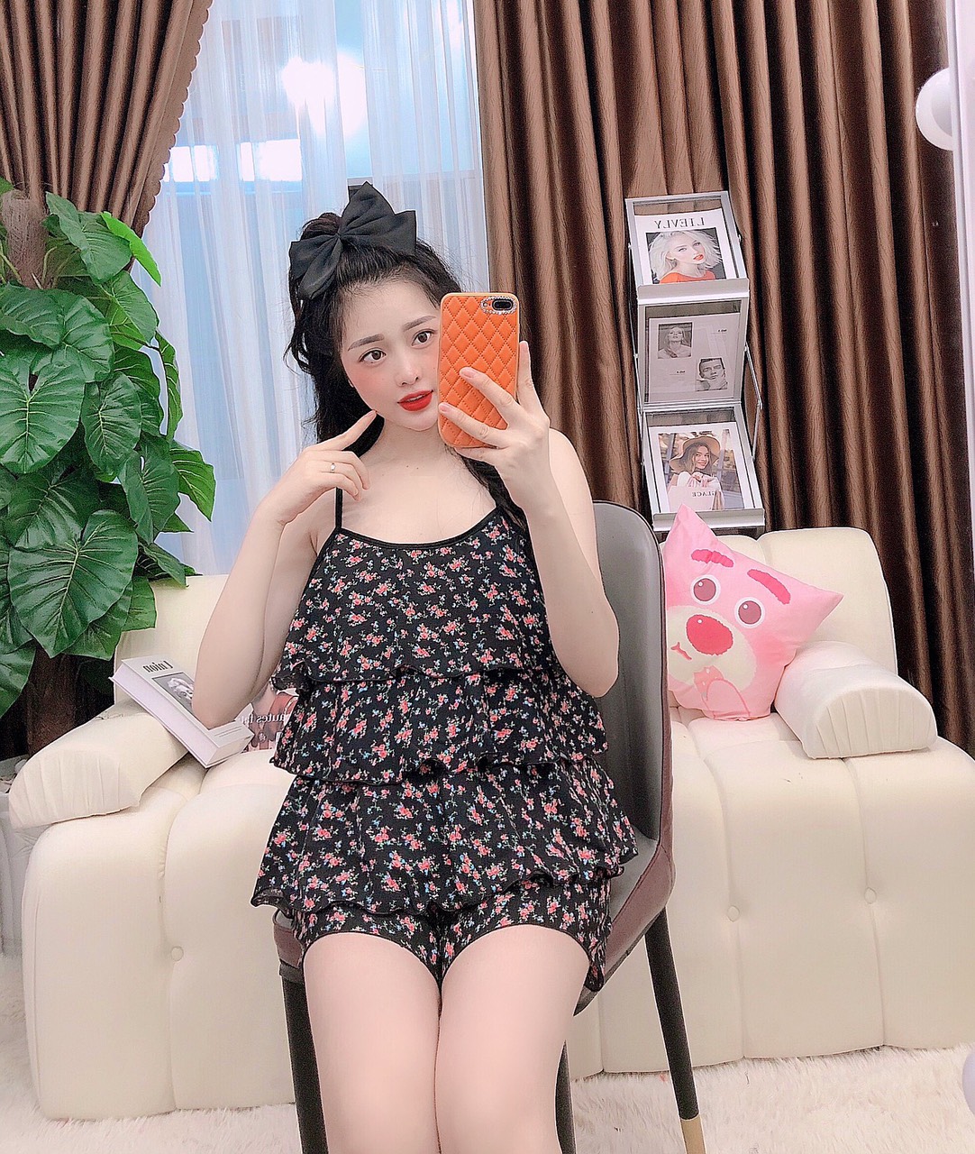 Đồ Bộ Ngắn 2 dây Phối Tầng Chấm Bi ,bông Siêu Xinh Chất Vải Mềm Mịn không nhănThoáng Mát GIAO GIỐNG MÀU BÔNG NGẪU NHIÊN