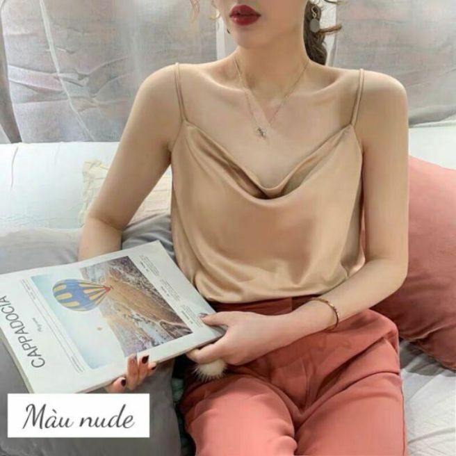 [HCM]Áo 2 dây cổ đổ phi lụa