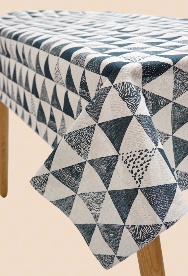 Khăn trải bàn vải canvas có viền mép phong cách vintage