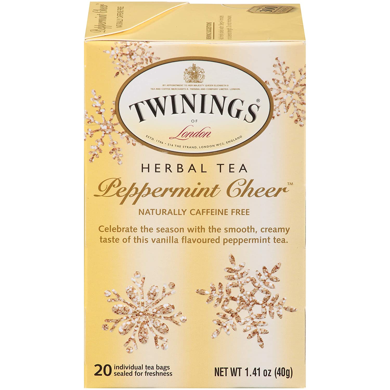 Trà bạc hà vani Twinings Peppermint Cheer vị thơm mát ngọt ngào hộp 20 gói