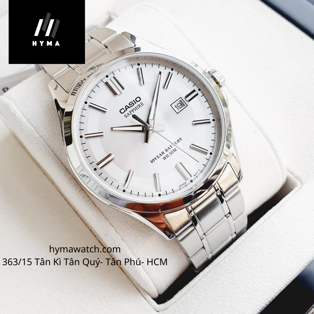 Đồng hồ Nam Dây thép Casio MTS 100D-7A kính Sapphire Pin 10 năm Bảo hành 1 năm Hyma watch