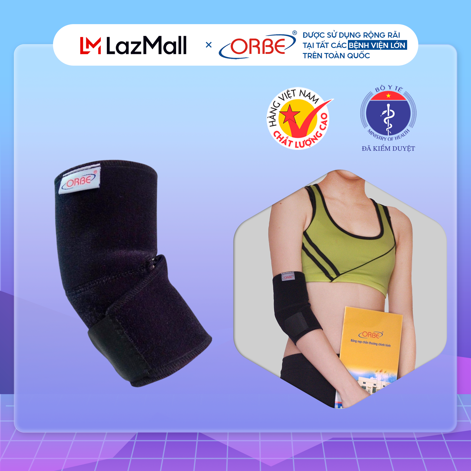 Băng thun khuỷu tay orbe hỗ trợ khớp khuỷu tay trong vận động, hoạt động thể thao