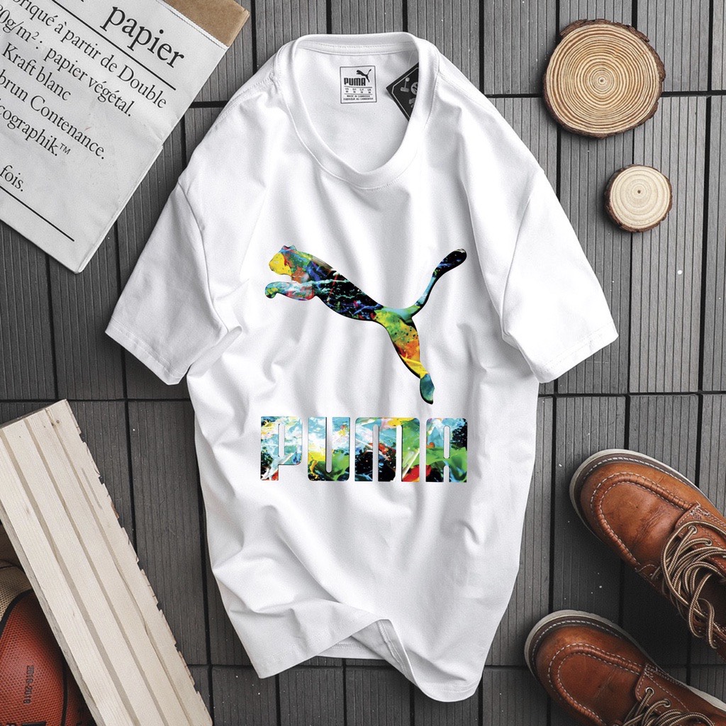 Bst - áo thun unisex nam nữ in chữ nổi " p.u.m.a " siêu nét - áo thun cotton - chất lượng - giá rẻ.