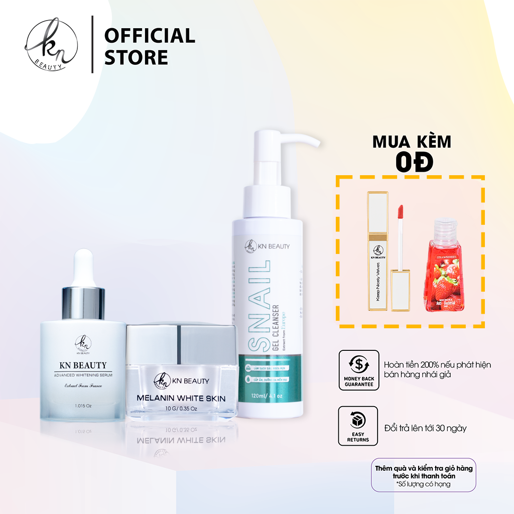 Combo 3 sản phẩm Ngừa Nám Trắng Da KN Beauty Kem dưỡng 25g + Serum 30ml+ Sửa rữa mặt 100ml