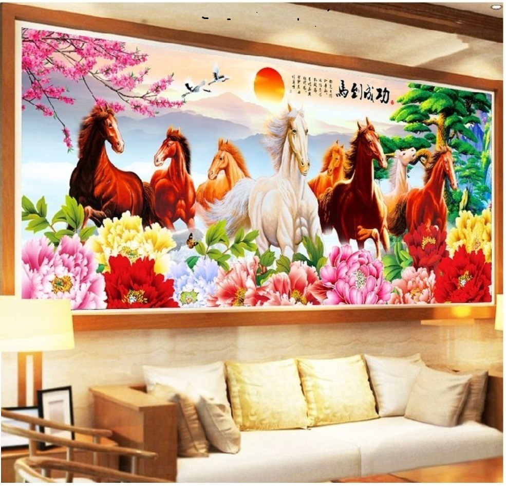 Tranh thêu mã đáo thành công 237x100cm khổ lớn