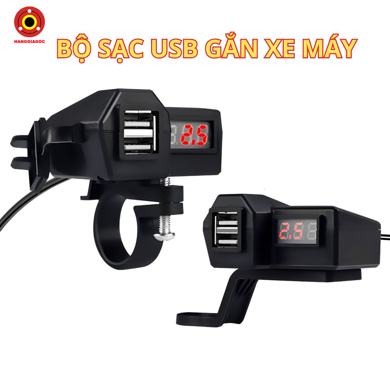Sạc Điện Thoại Gắn Xe Máy 3197 - Sạc Nhanh 3.1A, USB Kép Chống Thấm Nước, Lắp Đặt Dễ Dàng, An Toàn Tiện Lợi