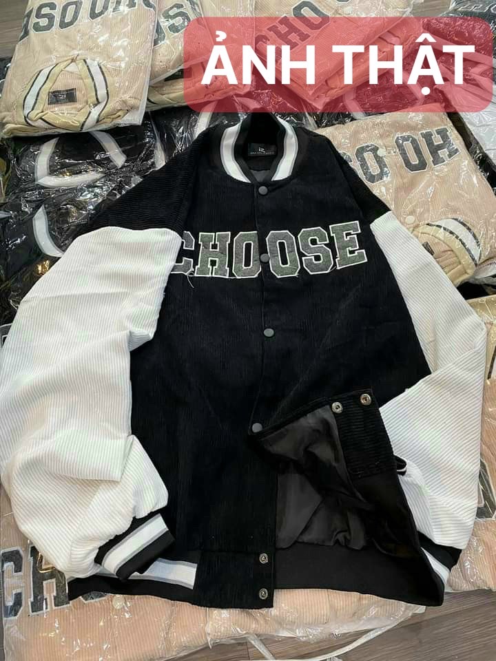 Aó khoác nhung gân lót dù thêu choose sắc nét cực hot tp9339