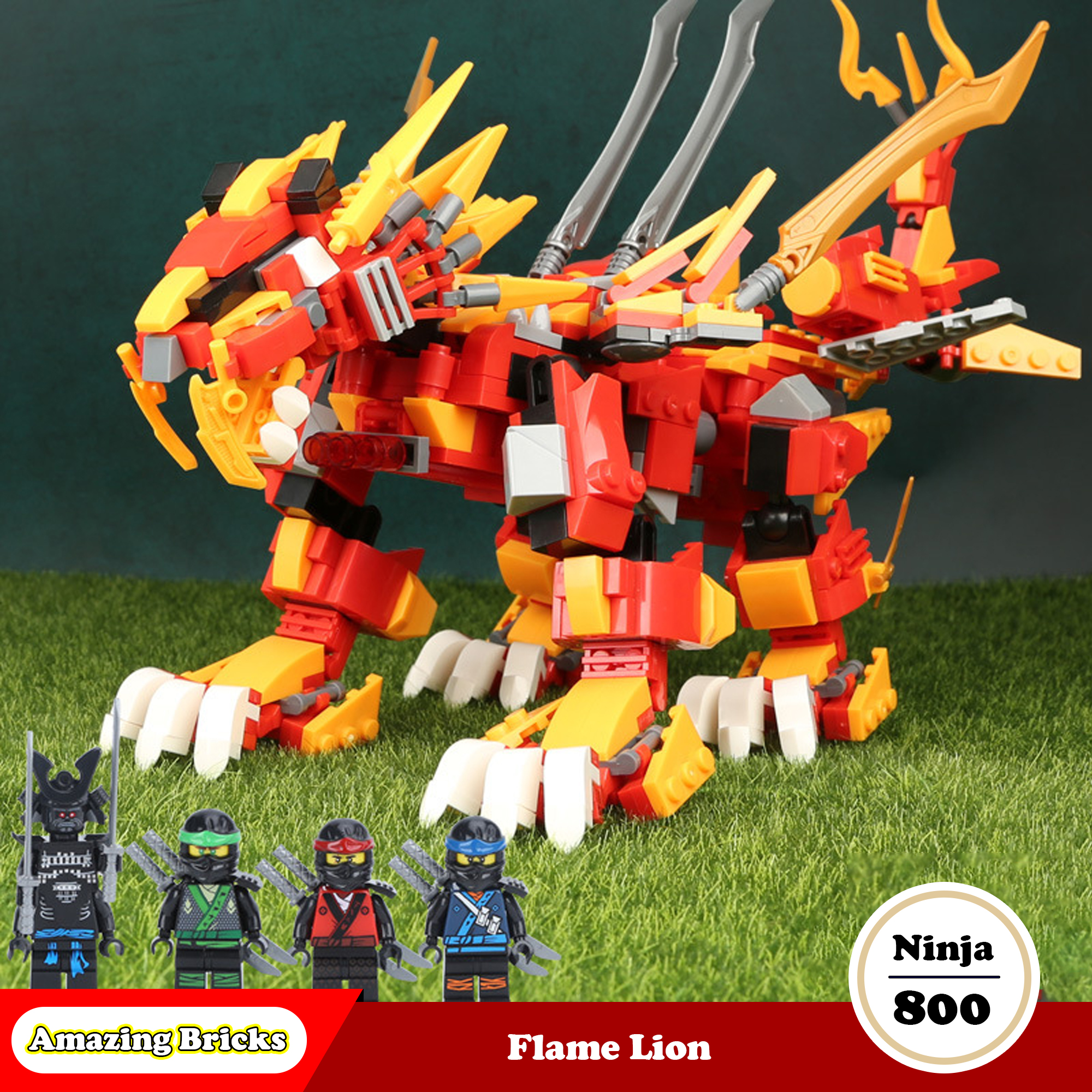 Đồ chơi Lego Ninja Go - Xếp hình Sư tử lửa Leduo 76012 - Mô hình thông minh 800 mảnh ghép