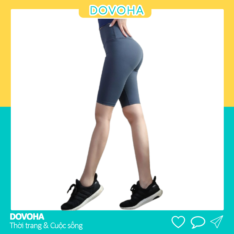 Quần legging lửng ngố nữ tập gym cạp cao nâng mông dày dặn cao cấp DOVOHA HM05