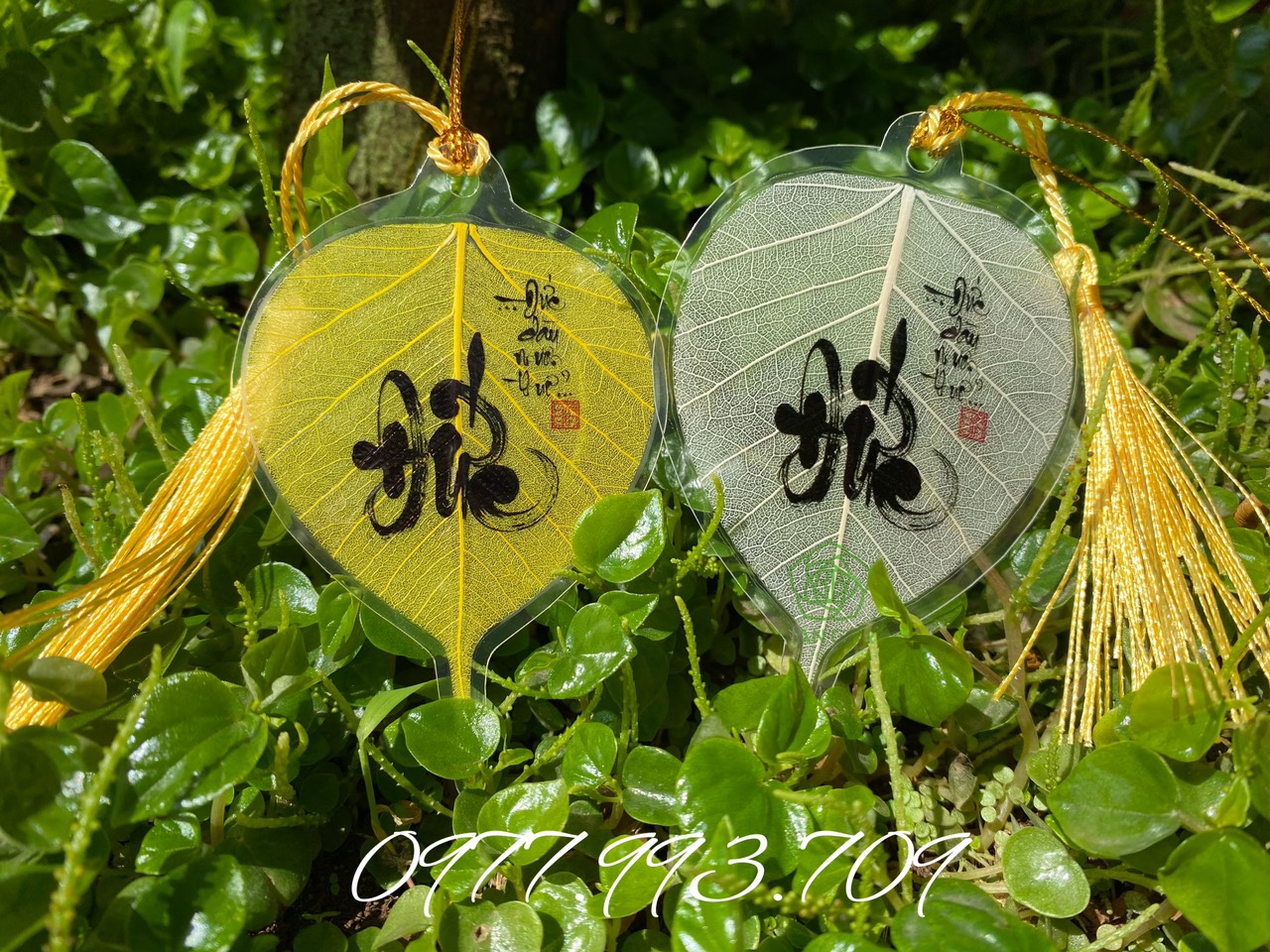 [HCM]Lá bồ đề thư pháp ĐỨC-ĐỨC DÀY MUÔN THUỞ- Cực đẹp