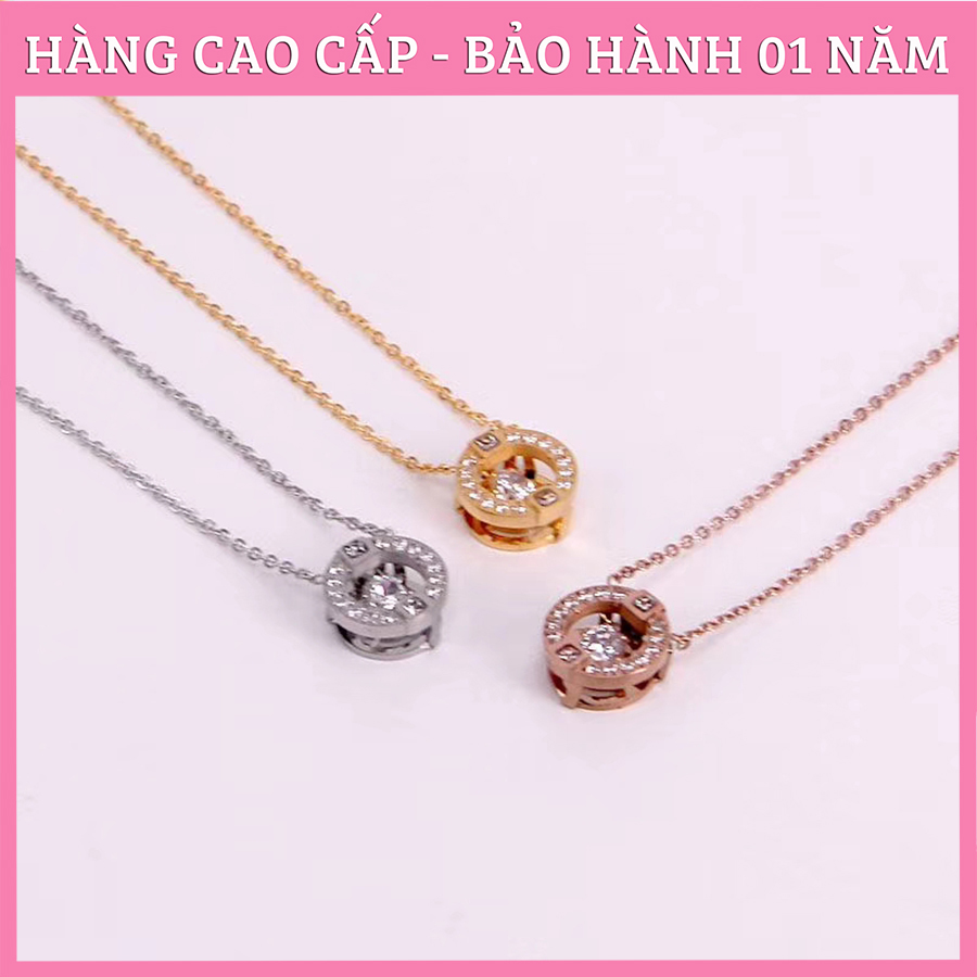 Dây Chuyền Nữ, vòng cổ Titan Ko Đen Mẫu Swa Đá Nhỏ
