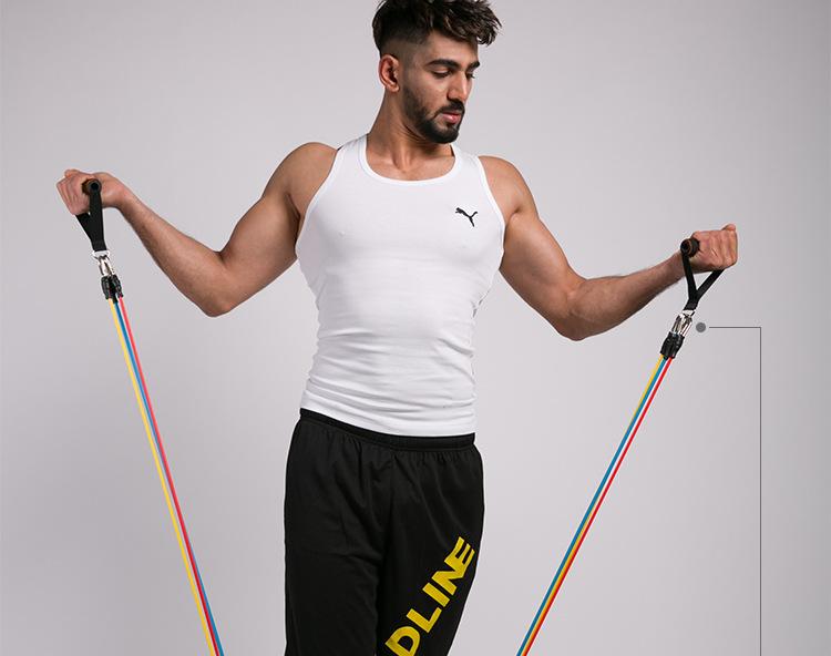 Bộ dây tập gym ngũ sắc tập thể hình, tập gym đa năng 11 món cho nam và nữ (dụng cụ tập gym)