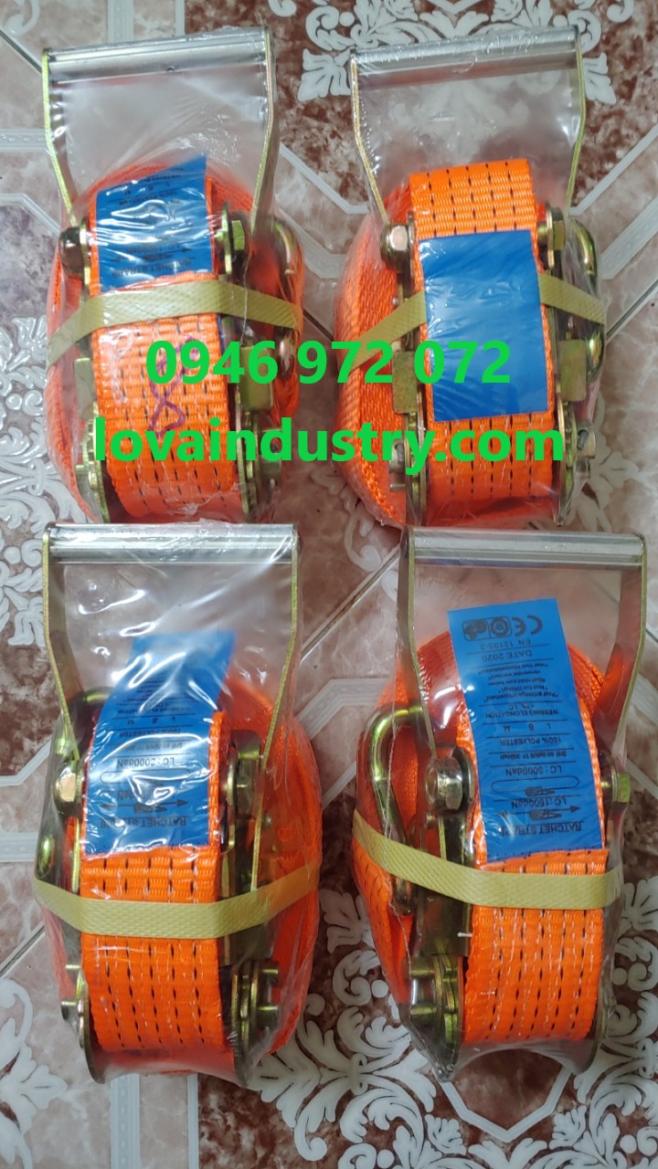 Dây cảo tăng đơ chằng hàng bản 50mm tải 3 tấn có móc j dây polyester