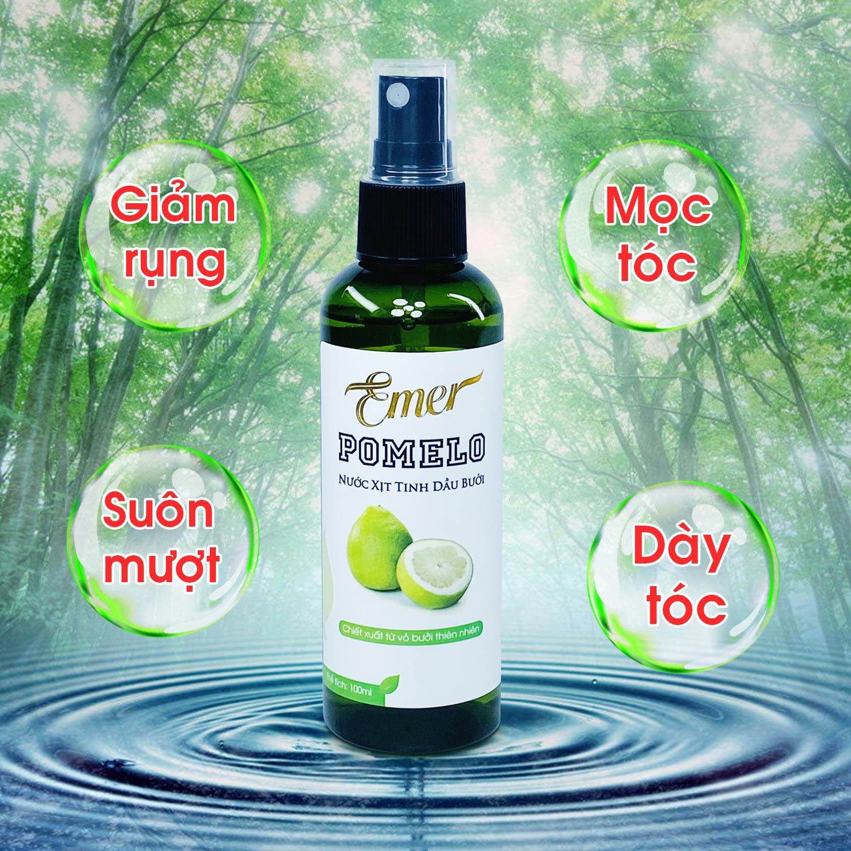 Tinh dầu bưởi xịt mọc tóc Pomelo Emer 100ml giúp giảm rụng tóc kích mọc tóc nhanh hơn gấp 2 đến 3 lần nuôi dưỡng tóc chuyên sâu từ gốc đến ngọn Mỹ Phẩm Sỉ Emer