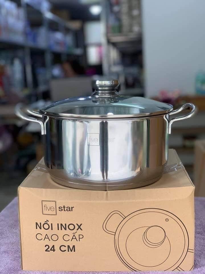 Nồi inox 3 đáy fivestar 24cm sử dụng được bếp từ