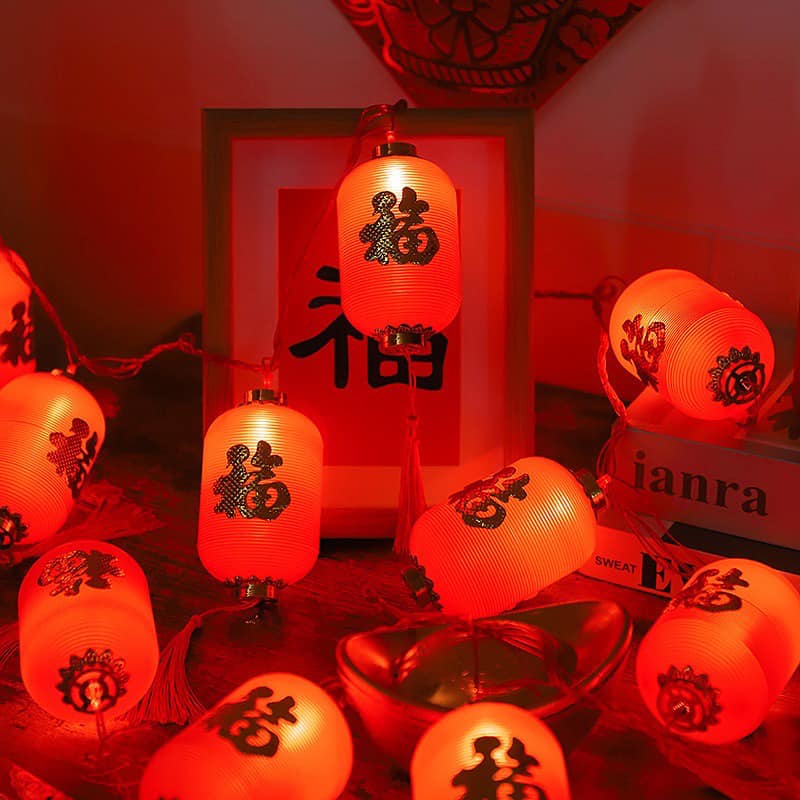 Dây đèn led rèm lồng đèn đỏ lớn - nhỏ may mắn trang trí noen _lễ tết, siêu sáng,