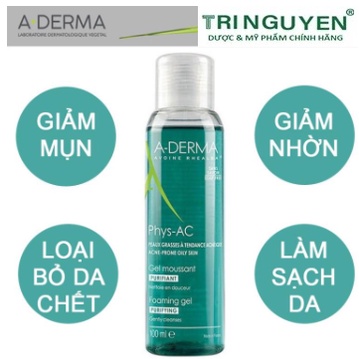 Sữa rửa mặt cho da dầu, mụn, nhạy cảm A-Derma Phys-AC Purifying Foaming Gel