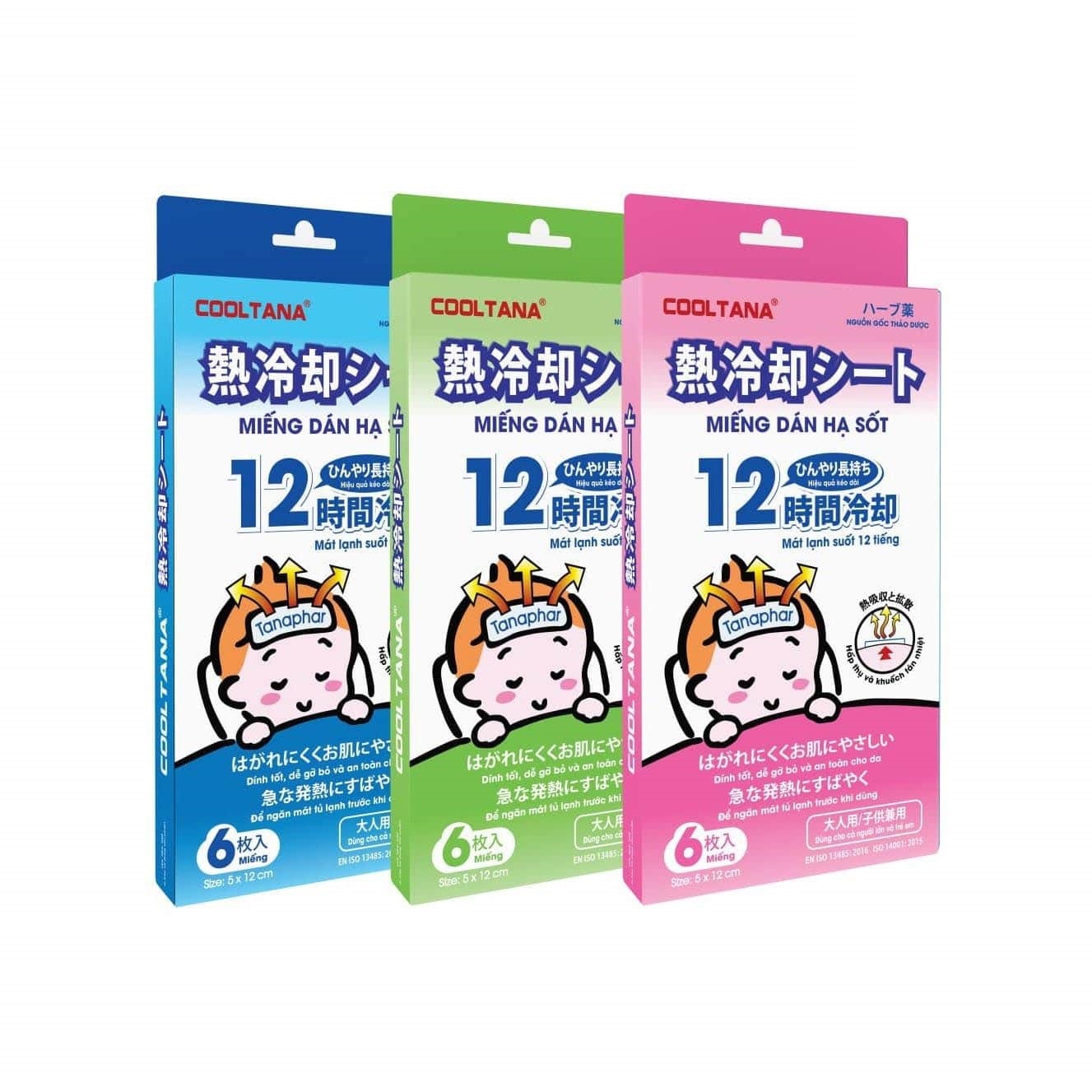Miếng dán hạ sốt CoolTana hộp 6 miếng - Hạ Sốt, Làm Mát, dịu ngay cơn sốt của bé (Hương Dâu, Bạc Hà, Táo) - QT Thu Lan TL111