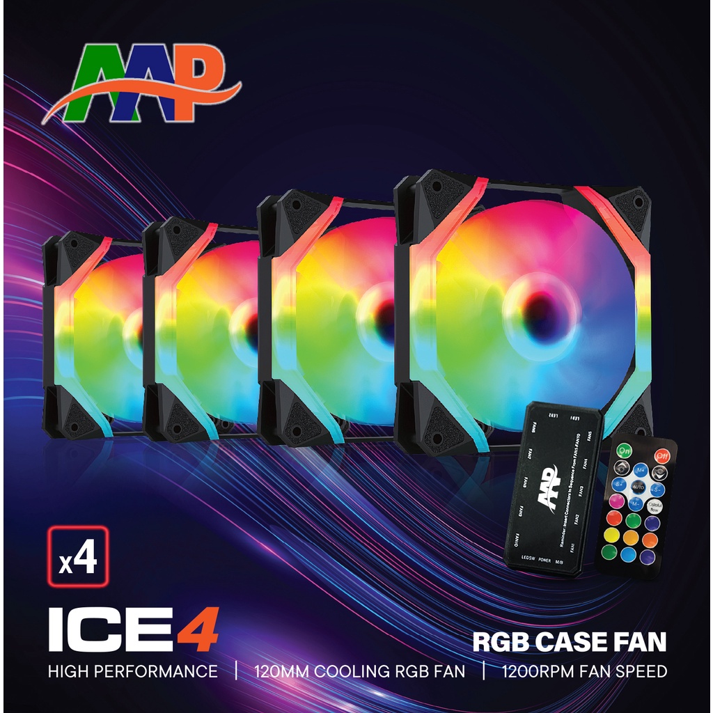 Quạt Tản Nhiệt Thùng Máy Vi Tính  Fan Case Bộ kit 4 Fan Led RGB Hub AAP