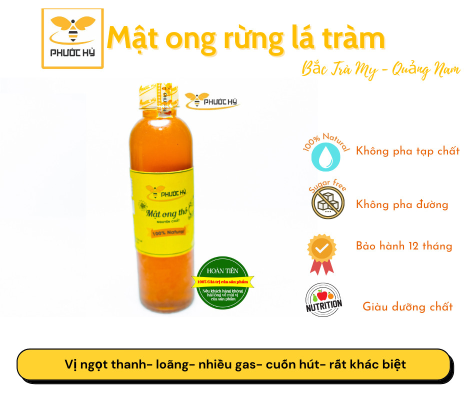Mật ong hoa Nhãn Hưng Yên thơm ngon đặc nguyên chất 500ml