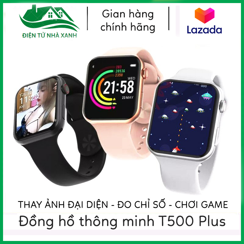 Đồng Hồ Thông Minh T500+ Plus Series 6, chơi game, chống nước, giá rẻ, nam nữ, thay đổi hình nền, nghe gọi 2 chiều, thông báo SMS, Zalo