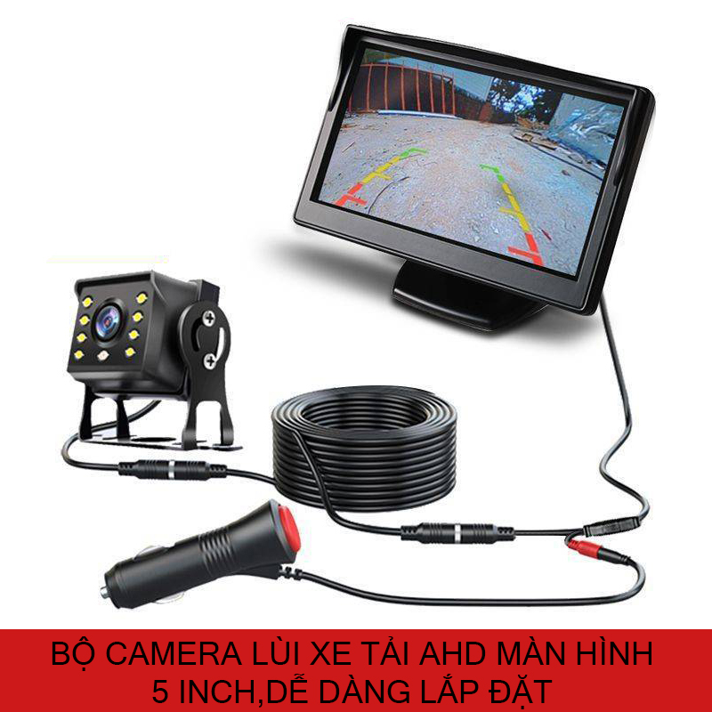  Bộ cam lùi xe tải AHD màn hình taplo 5 inch nhìn đêm rõ nét lắp đặt đơn giản 