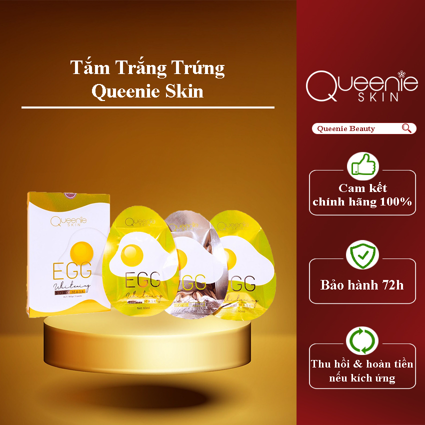 Tắm trắng trứng làm trắng da toàn thân, bật tone, không kích ứng, không trắng ảo Queenie Skin 180gr