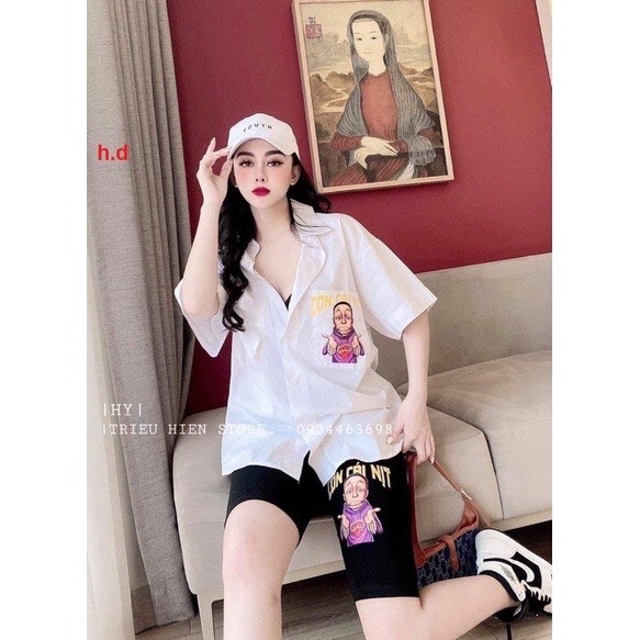Bộ áo sơ mi quần legging còn cái nịt HĐ12